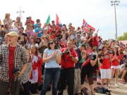 Crowd cheers loudly in Beachburg