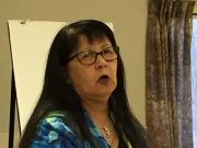 Ethel LaValley tells NDP faithful “John Yakabuski has it wrong.” Renfrew-Nipissing-Pembroke NDP candidate Ethel LaValley.