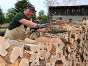 Many hands make light work of a tandem load of logs Project Guatemala