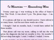 In Memoriam — Remembering Mom
