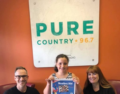 Local girl gives weather report live, on-air for radio show Pure Country Mornings