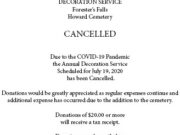 DECORATION SERVICE for Forester’s Falls Howard Cemetery Cancelled (Paid Ad)