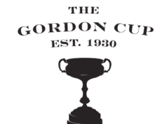 OTTAWA VALLEY’S 93rd ANNUAL GORDON CUP GOLF TOURNAMENTSEPTEMBER 10-11, 2022 a black trophy with handles and a cylinder base with the words 'The Gordon Cup Est. 1930' above it