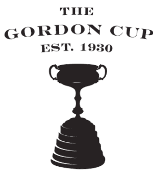 a black trophy with handles and a cylinder base with the words 'The Gordon Cup Est. 1930' above it