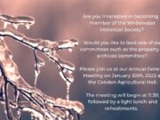 Whitewater Historical Society Annual General Meeting on January 20th